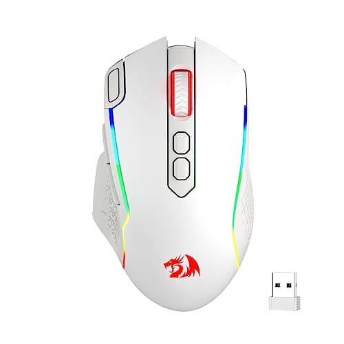 Redragon M810 Pro Wireless Gaming Mouse, 10000 DPI Wired/Wireless Mouse w/Rapid Fire Key, 8 Macro Buttons, 45-Hour Power Capacity and RGB Backlit for PC/Mac/Laptop