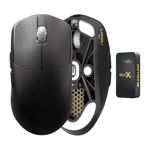 Lamzu Maya X Wireless Gaming Mouse, Ultra Lightweight 47g, Optical Switch, Maximum 30000 DPI, Symmetrical, MCU Nordic 52840, Dust-Proof Encoder, PAW3950 Sensor(Larger Maya) (Black)