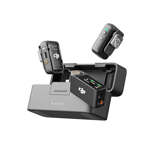 DJI Mic 2 (2 TX + 1 RX + Charging Case), All-in-one Wireless Microphone, Intelligent Noise Cancelling, 32-bit Float Internal Recording, 250m (820 ft.) Range, Microphone for iPhone, Android, Camera | Includes 2 Transmitters Plus 1 Receiver Plus Charging Case, 250 M Max Transmission Range, 32-Bit Float Internal Recording