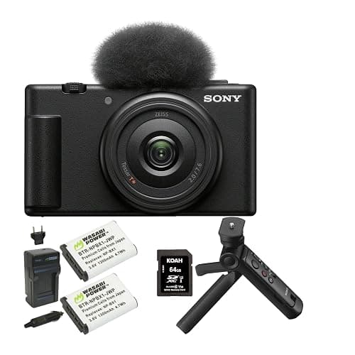 Sony ZV-1F Vlog Camera for Content Creators and Vloggers (Black) Bundle with Vlogger Accessory Kit, Photo Video Art Suite, and Rechargeable Lithium-Ion Battery Pack with Charger (4 Items)
