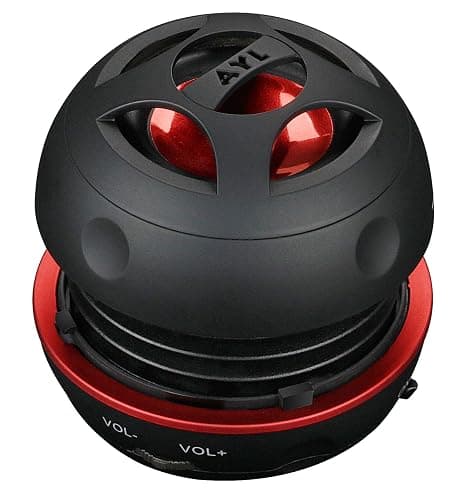 AYL Mini Speaker System, Portable Plug-in Speaker with 3.5mm Aux Input & 3.5 mm Jack, External Audio for Laptop, MP3, iPhone – Small Wireless Bluetooth Speaker with Built-in Mic (Black)