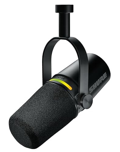 Shure MV7+ Dynamic Microphone – USB-C & XLR Podcast Mic for Streaming, Recording & Broadcasting, OBS Certified, Auto Level Mode, Digital Pop Filter, LED Panel, Black